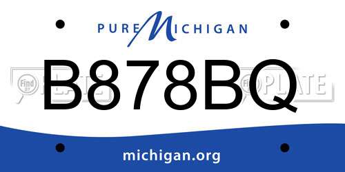 B878BQ Michigan License Plate