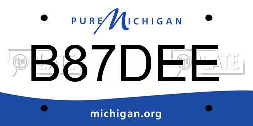B87DEE Michigan License Plate