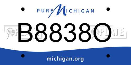 B8838O Michigan License Plate
