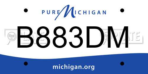 B883DM Michigan License Plate