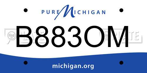 B883OM Michigan License Plate