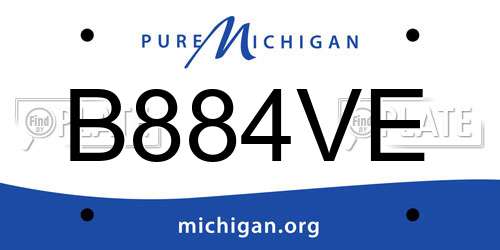 B884VE Michigan License Plate