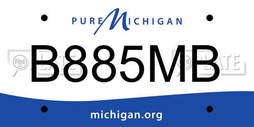 B885MB Michigan License Plate