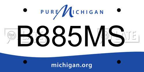 B885MS Michigan License Plate