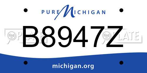 B8947Z Michigan License Plate