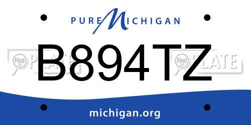 B894TZ Michigan License Plate