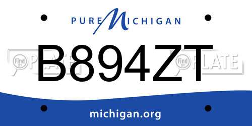 B894ZT Michigan License Plate