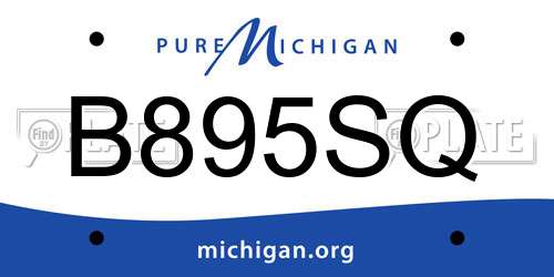 B895SQ Michigan License Plate