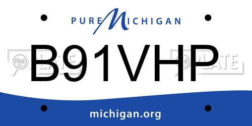 B91VHP Michigan License Plate