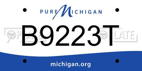B9223T Michigan License Plate