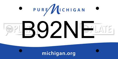 B92NE Michigan License Plate