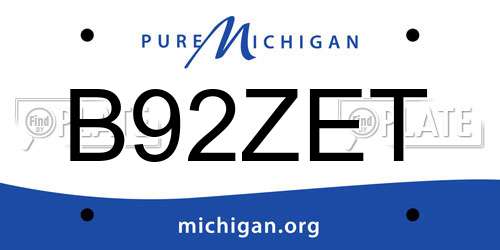 B92ZET Michigan License Plate