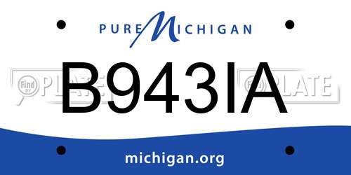B943IA Michigan License Plate
