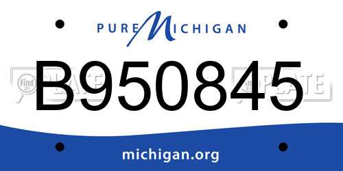 B950845 Michigan License Plate
