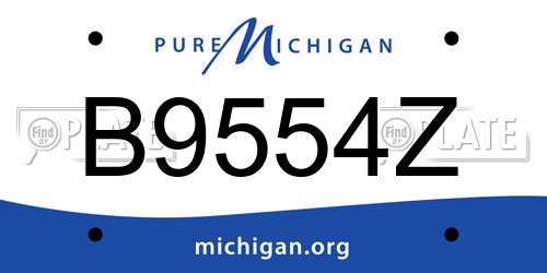 B9554Z Michigan License Plate