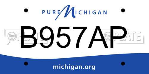 B957AP Michigan License Plate