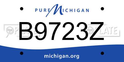 B9723Z Michigan License Plate