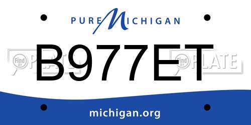B977ET Michigan License Plate