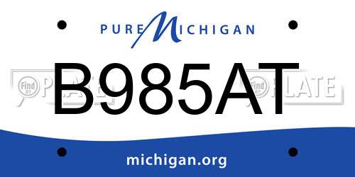B985AT Michigan License Plate