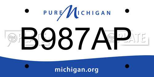 B987AP Michigan License Plate