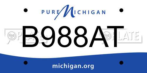 B988AT Michigan License Plate