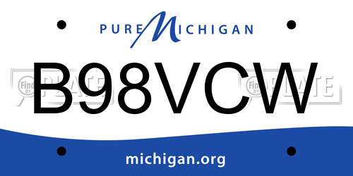 B98VCW Michigan License Plate