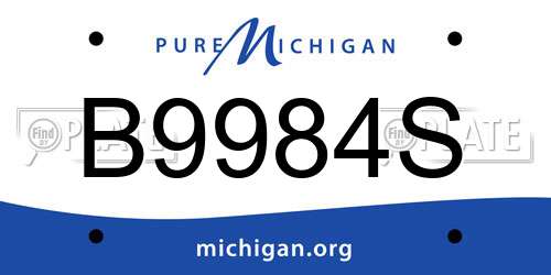 B9984S Michigan License Plate