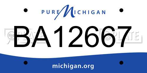 BA12667 Michigan License Plate