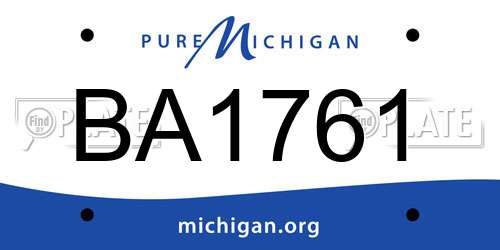 BA1761 Michigan License Plate