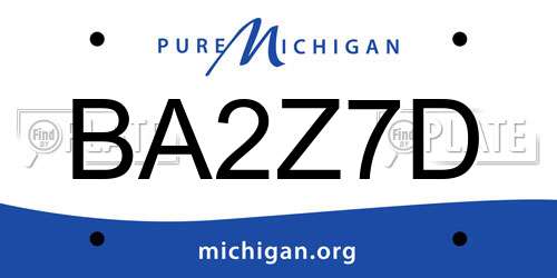 BA2Z7D Michigan License Plate