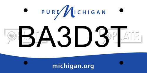 BA3D3T Michigan License Plate