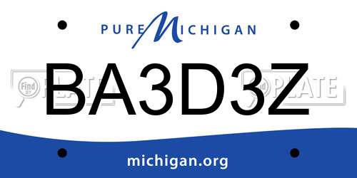 BA3D3Z Michigan License Plate