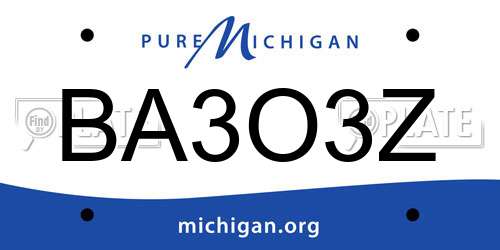 BA3O3Z Michigan License Plate