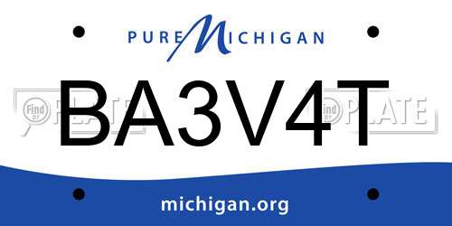BA3V4T Michigan License Plate