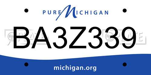 BA3Z339 Michigan License Plate