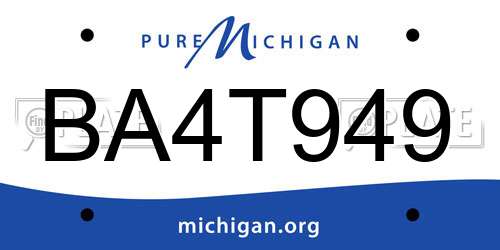 BA4T949 Michigan License Plate