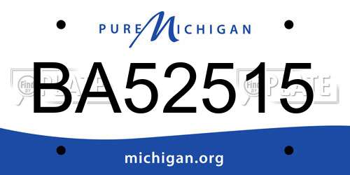 BA52515 Michigan License Plate
