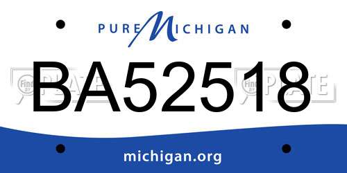 BA52518 Michigan License Plate