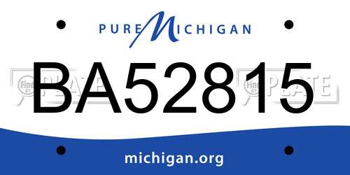 BA52815 Michigan License Plate