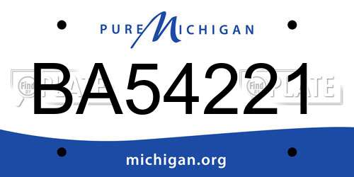 BA54221 Michigan License Plate
