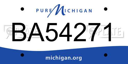 BA54271 Michigan License Plate