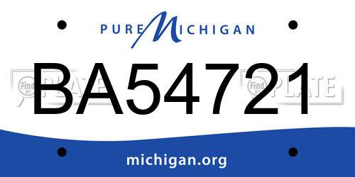 BA54721 Michigan License Plate