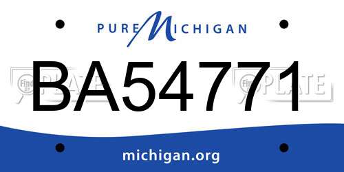 BA54771 Michigan License Plate