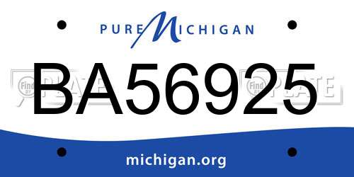 BA56925 Michigan License Plate