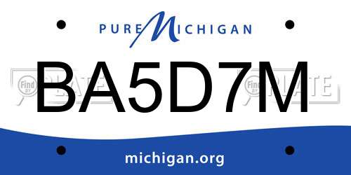 BA5D7M Michigan License Plate
