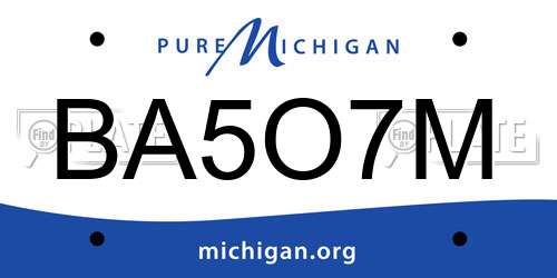 BA5O7M Michigan License Plate