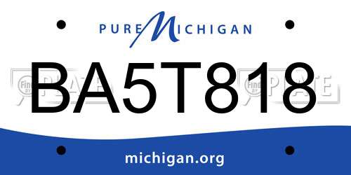 BA5T818 Michigan License Plate