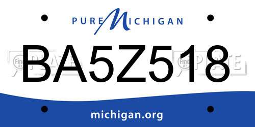 BA5Z518 Michigan License Plate
