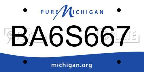 BA6S667 Michigan License Plate