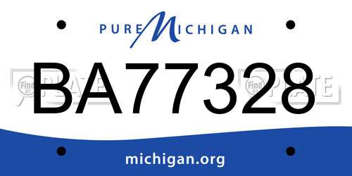BA77328 Michigan License Plate